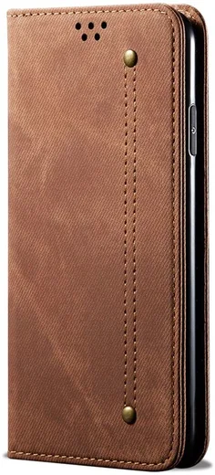 Xiaomi Redmi 9T Hoesje Portemonnee Stof Textuur Book Case Bruin afbeelding 2