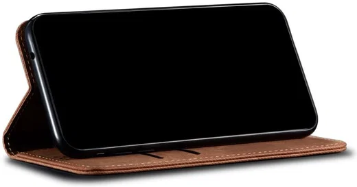 Xiaomi Redmi 9T Hoesje Portemonnee Stof Textuur Book Case Bruin afbeelding 9