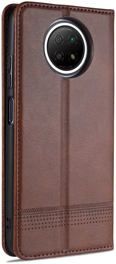 AZNS Xiaomi Redmi Note 9T Hoesje Book Case Kunst Leer Bruin afbeelding 2