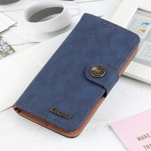 KHAZNEH Xiaomi Mi 11 Hoesje Retro Wallet Book Case met Stand Blauw afbeelding 3