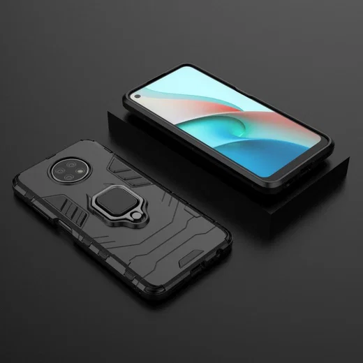 Xiaomi Redmi Note 9T Hoesje met Kickstand Ring Houder Zwart afbeelding 11
