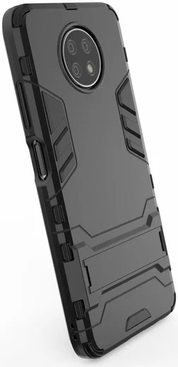 Xiaomi Redmi Note 9T Hoesje Hybride Back Cover met Kickstand Zwart afbeelding 8
