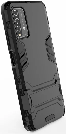Xiaomi Redmi 9T Hoesje Hybride Back Cover met Kickstand Zwart afbeelding 9