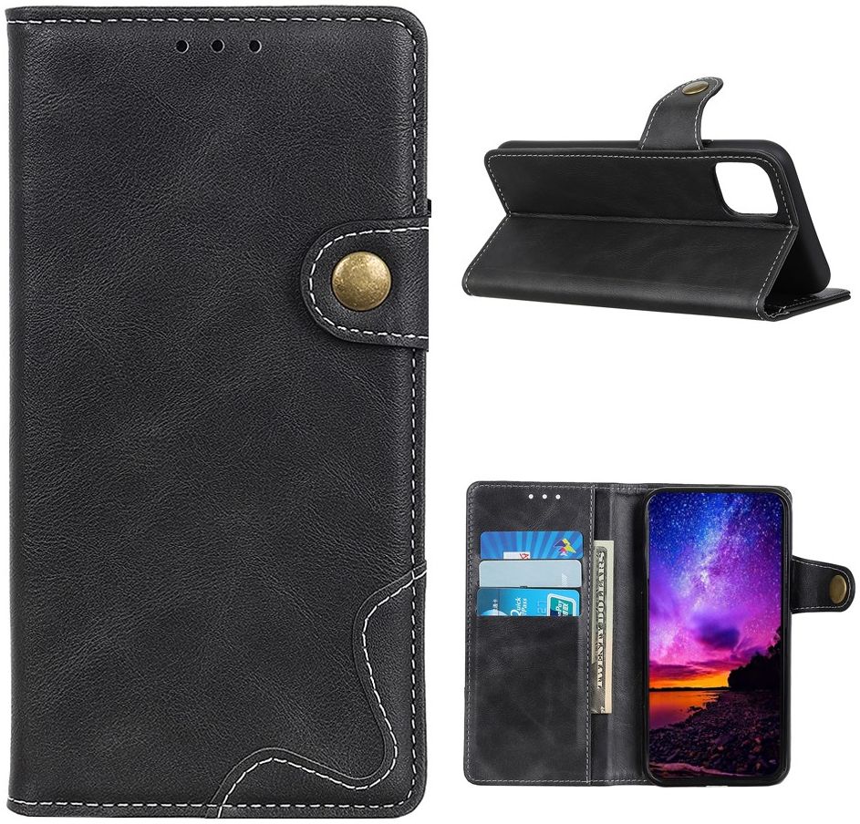 Xiaomi Mi 11 Hoesje Portemonnee met Drukknoop Sluiting Zwart afbeelding 5