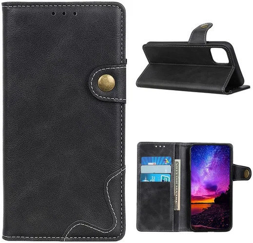 Xiaomi Mi 11 Hoesje Portemonnee met Drukknoop Sluiting Zwart afbeelding 5