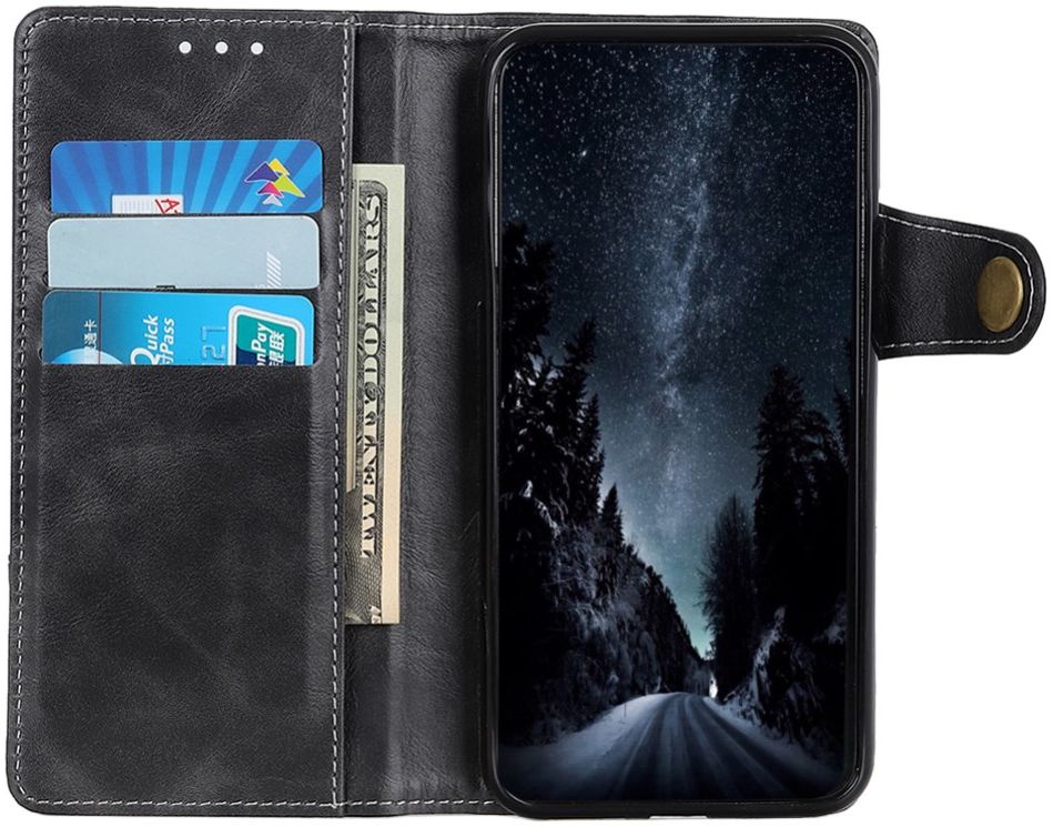 Xiaomi Mi 11 Hoesje Portemonnee met Drukknoop Sluiting Zwart afbeelding 9