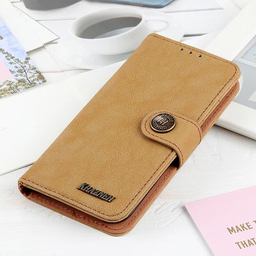 Xiaomi Redmi Note 9T Hoesje Retro Wallet Book Case Khaki afbeelding 3