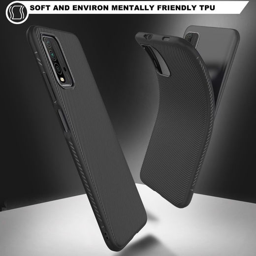 Xiaomi Redmi 9T Hoesje Twill Slim Textuur Back Cover Zwart afbeelding 7