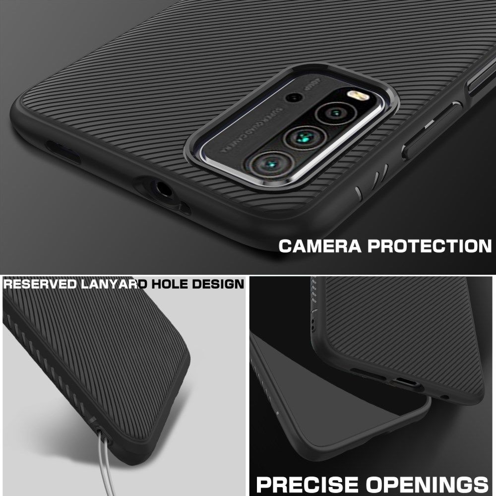 Xiaomi Redmi 9T Hoesje Twill Slim Textuur Back Cover Zwart afbeelding 8