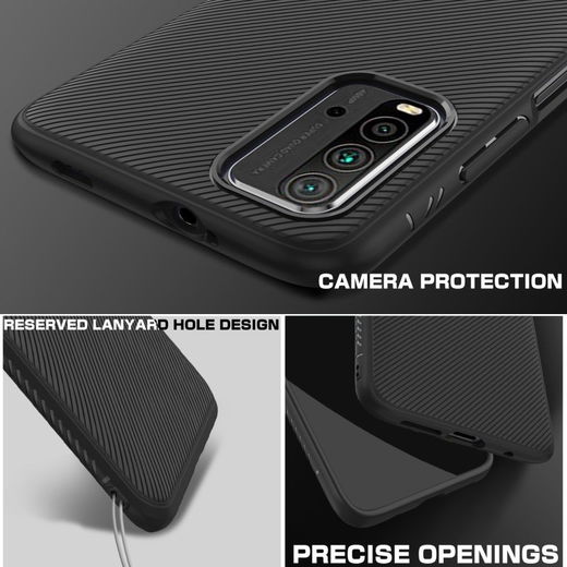 Xiaomi Redmi 9T Hoesje Twill Slim Textuur Back Cover Zwart afbeelding 8