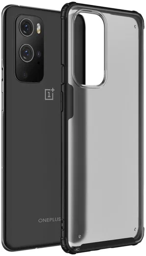 OnePlus 9 Pro Hoesje TPU Hybride Back Cover Mat Transparant/Zwart afbeelding 1