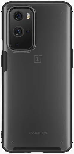 OnePlus 9 Pro Hoesje TPU Hybride Back Cover Mat Transparant/Zwart afbeelding 2