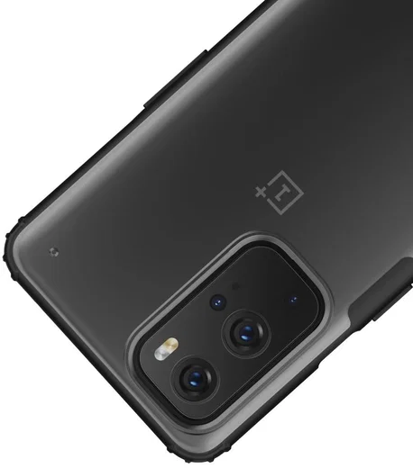 OnePlus 9 Pro Hoesje TPU Hybride Back Cover Mat Transparant/Zwart afbeelding 4