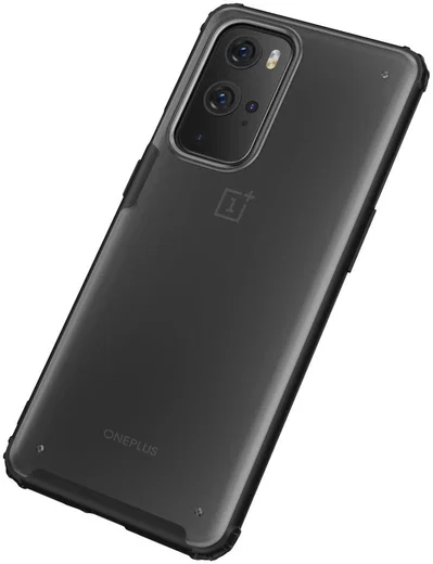 OnePlus 9 Pro Hoesje TPU Hybride Back Cover Mat Transparant/Zwart afbeelding 5