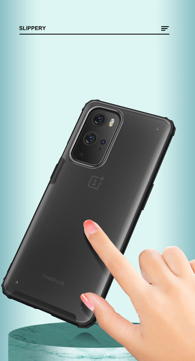 OnePlus 9 Pro Hoesje TPU Hybride Back Cover Mat Transparant/Zwart afbeelding 10