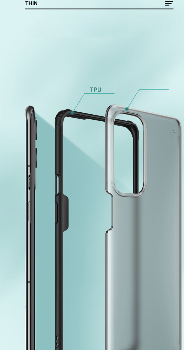 OnePlus 9 Pro Hoesje TPU Hybride Back Cover Mat Transparant/Zwart afbeelding 11