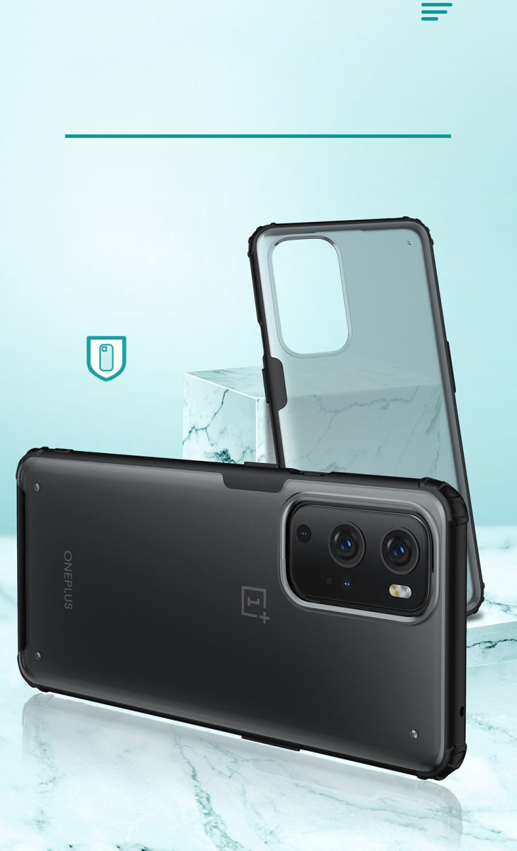 OnePlus 9 Pro Hoesje TPU Hybride Back Cover Mat Transparant/Rood afbeelding 3