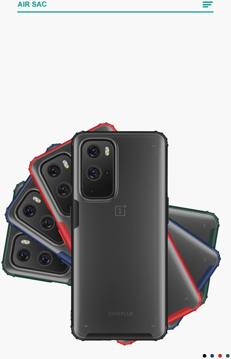 OnePlus 9 Pro Hoesje TPU Hybride Back Cover Mat Transparant/Rood afbeelding 4