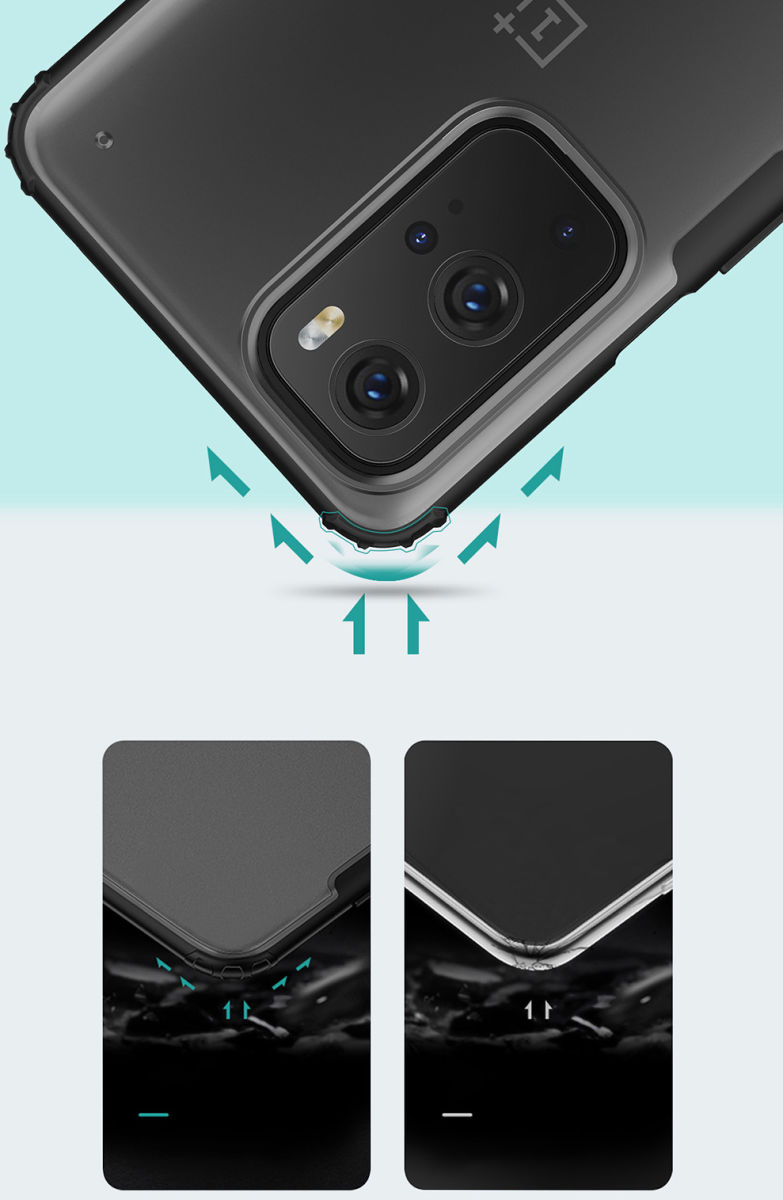 OnePlus 9 Pro Hoesje TPU Hybride Back Cover Mat Transparant/Rood afbeelding 5