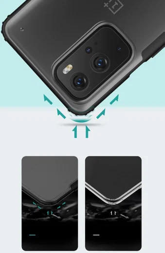 OnePlus 9 Pro Hoesje TPU Hybride Back Cover Mat Transparant/Rood afbeelding 5