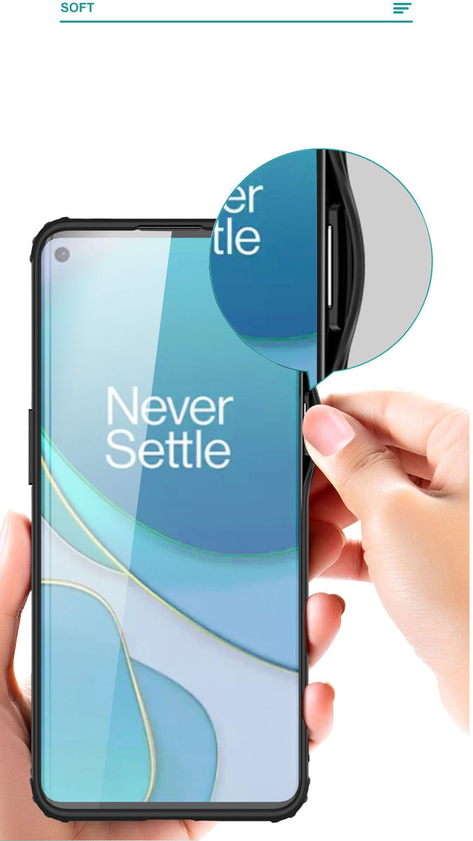 OnePlus 9 Pro Hoesje TPU Hybride Back Cover Mat Transparant/Rood afbeelding 6