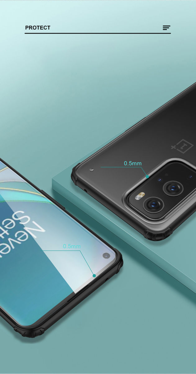 OnePlus 9 Pro Hoesje TPU Hybride Back Cover Mat Transparant/Rood afbeelding 9