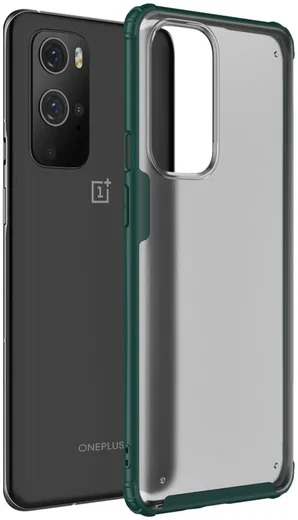 OnePlus 9 Pro Hoesje TPU Hybride Back Cover Mat Transparant/Groen afbeelding 1