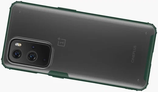 OnePlus 9 Pro Hoesje TPU Hybride Back Cover Mat Transparant/Groen afbeelding 2