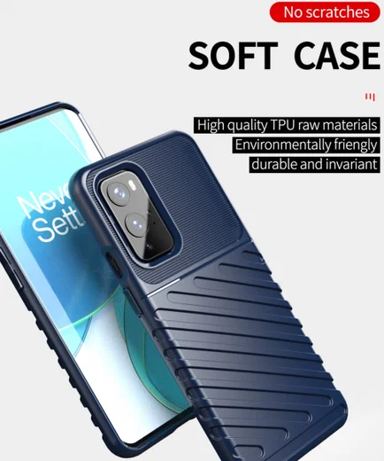 OnePlus 9 Hoesje Twill Thunder Texture Back Cover Blauw afbeelding 8