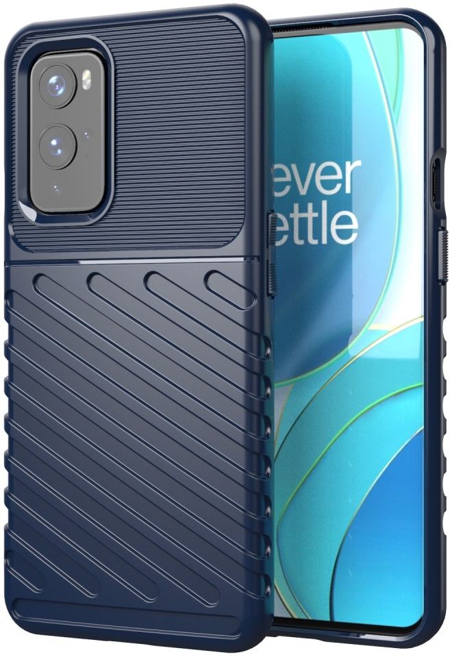 OnePlus 9 Hoesje Twill Thunder Texture Back Cover Blauw afbeelding 1