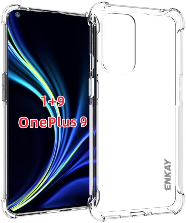 ENKAY OnePlus 9 Hoesje Schokbestendig TPU Back Cover Transparant afbeelding 1