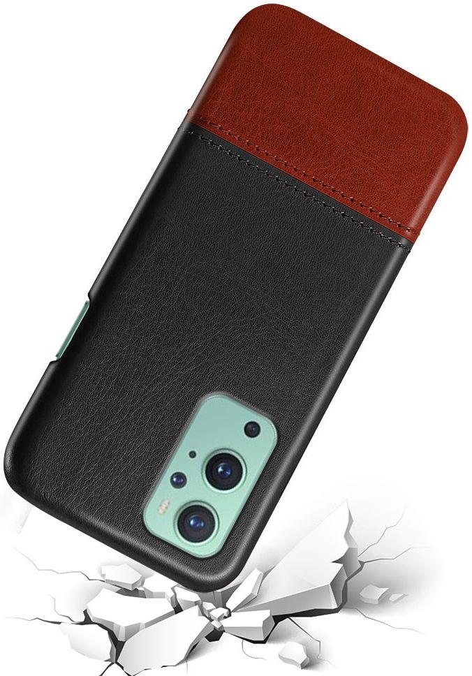 OnePlus 9 Hoesje met Kunstleer Coating Back Cover Zwart afbeelding 3