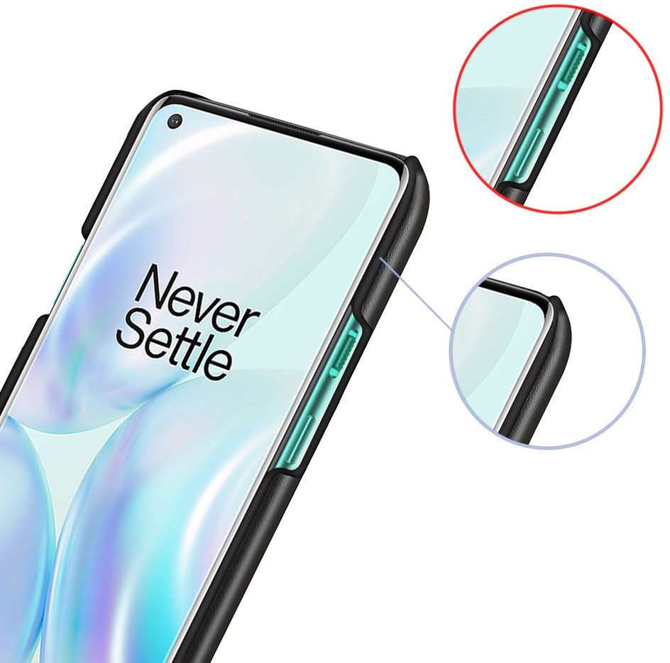 OnePlus 9 Hoesje met Kunstleer Coating Back Cover Zwart afbeelding 4