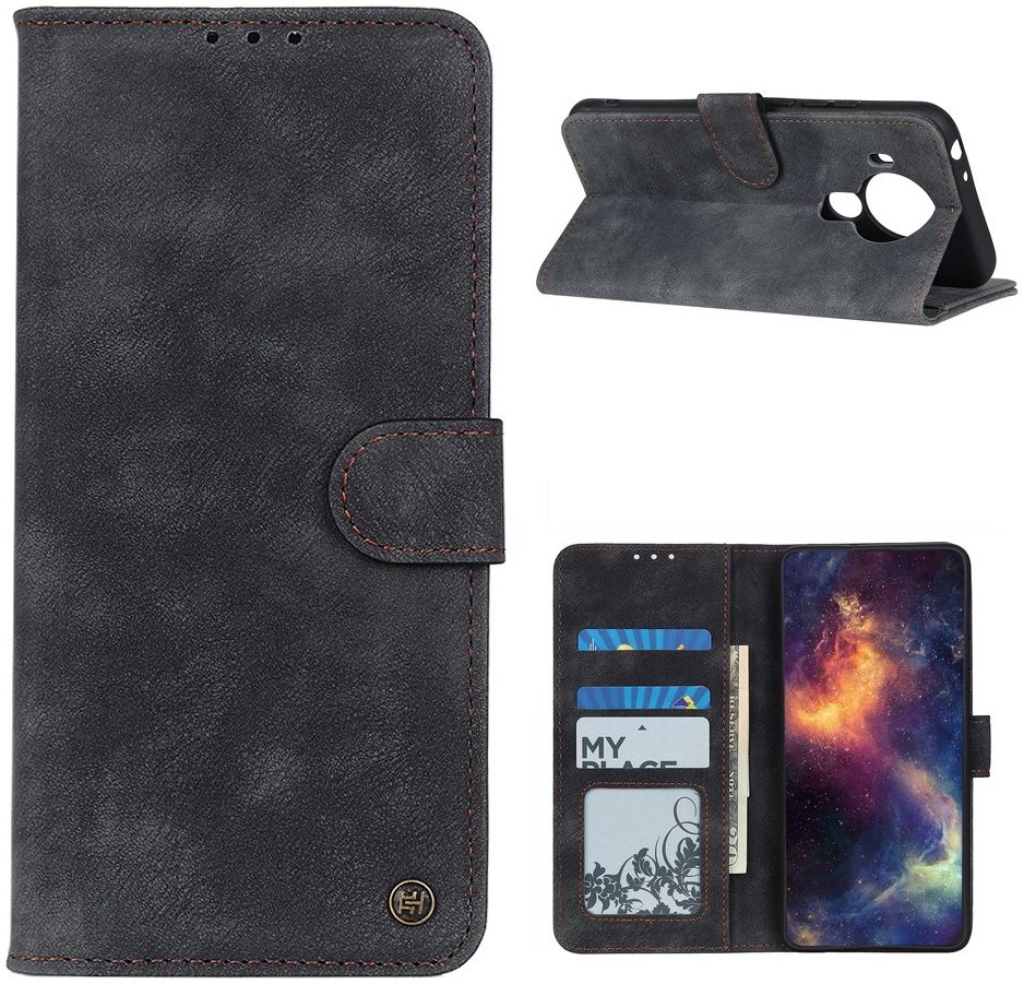 Nokia 5.4 Portemonnee Hoesje met Standaard Kunstleer Zwart afbeelding 6