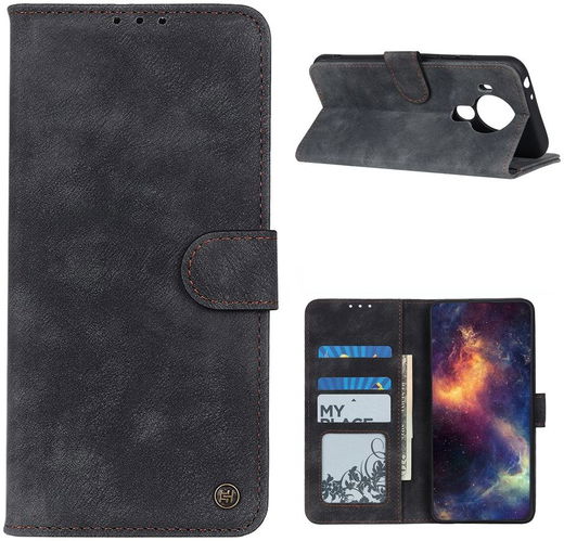 Nokia 5.4 Portemonnee Hoesje met Standaard Kunstleer Zwart afbeelding 6