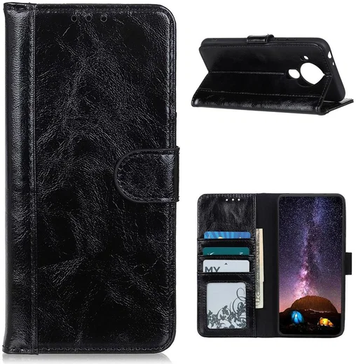 Nokia 5.4 Hoesje Wallet Book Case Kunstleer Zwart afbeelding 9