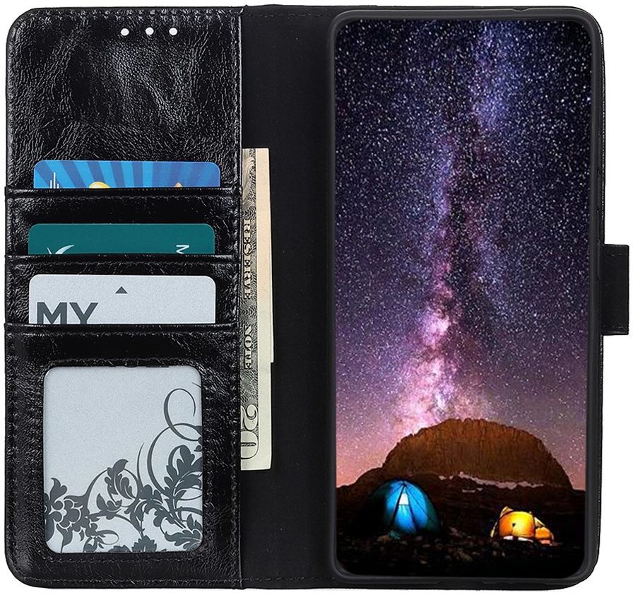 Nokia 5.4 Hoesje Wallet Book Case Kunstleer Zwart afbeelding 1