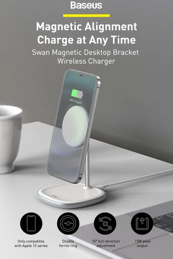 Baseus Bureau Houder Draadloos Opladen 15W voor Apple MagSafe Zwart afbeelding 11