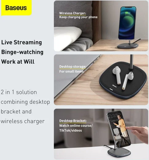 Baseus Bureau Houder Draadloos Opladen 15W voor Apple MagSafe Zwart afbeelding 8