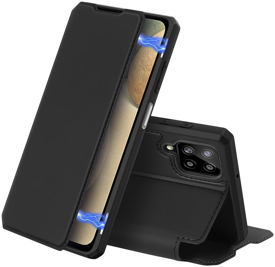 Dux Ducis Skin X Series Samsung Galaxy A12 Hoesje Book Case Zwart afbeelding 1