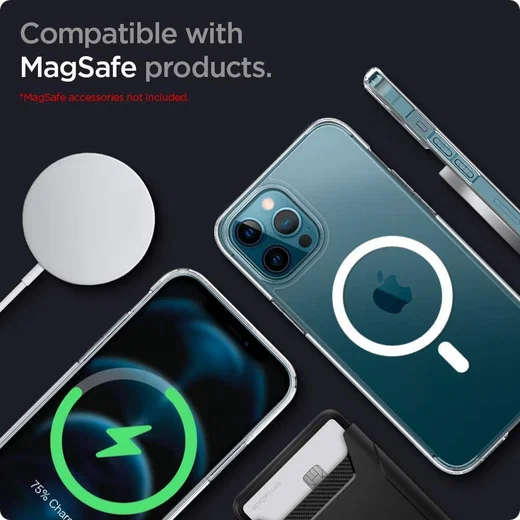 Spigen Ultra Hybrid iPhone 12/12 Pro Hoesje MagSafe Transparant/Blauw afbeelding 6