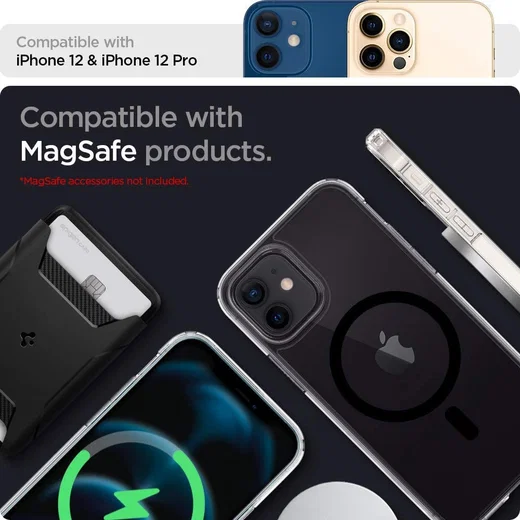 Spigen Ultra Hybrid iPhone 12/12 Pro Hoesje MagSafe Transparant/Zwart afbeelding 7
