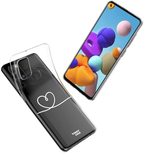 HappyCase Samsung Galaxy A21S Flexibel TPU Hoesje Hartje Print afbeelding 5