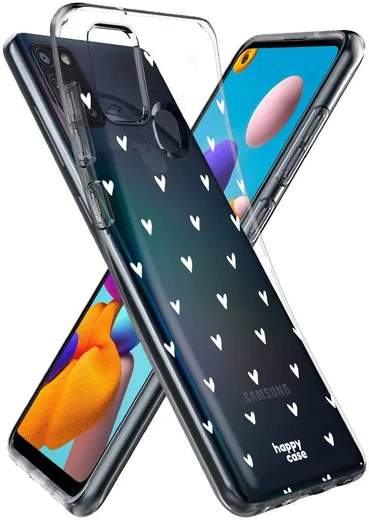 HappyCase Samsung Galaxy A21S Flexibel TPU Hoesje Hartjes Print afbeelding 2