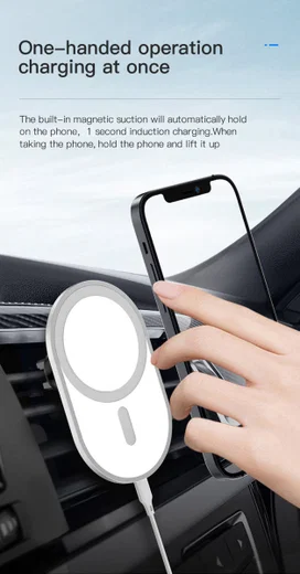 Telefoonhouder Ventilatierooster met MagSafe en 15W QI Opladen Wit afbeelding 5