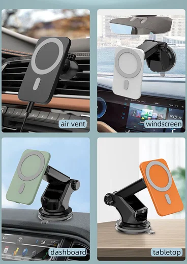 Telefoonhouder Ventilatierooster / Dashboard voor MagSafe 15W Groen afbeelding 3