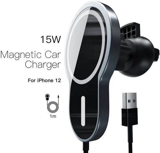 Ventilatierooster Telefoonhouder voor MagSafe met 15W QI Opladen Zwart afbeelding 4