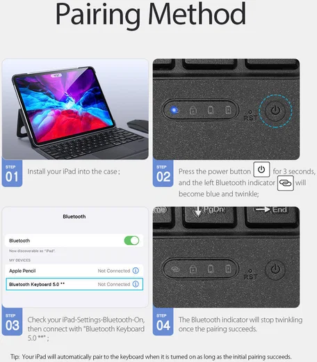 Dux Ducis Apple iPad Pro 12.9 (2018/2020) Hoes Bluetooth Toetsenbord afbeelding 12