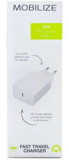 Mobilize Fast Travel Charger 20W USB-C Power Delivery Oplader Wit afbeelding 5