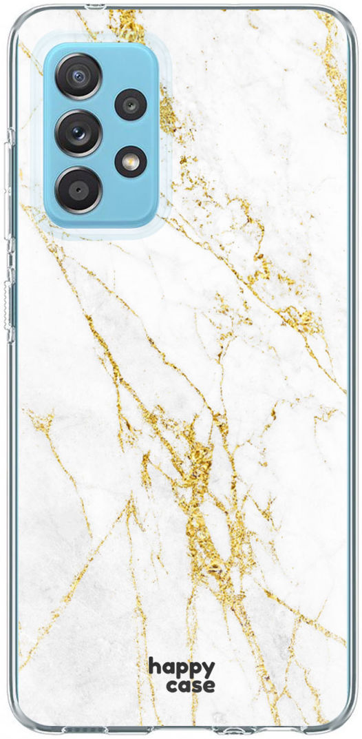 HappyCase Samsung Galaxy A52 / A52S Hoesje Flexibel TPU Wit Marmer afbeelding 1